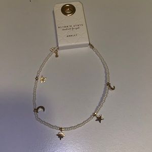 Altar’d State seed bead gold moon and stars anklet